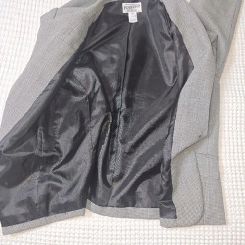 Pendleton Women’s Wool Houndstooth Blazer Size 8 Fits Small Black White - Picture 10 of 11